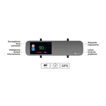Zaawansowany wideorejestrator MR450 GPS w formie lusterka wstecznego