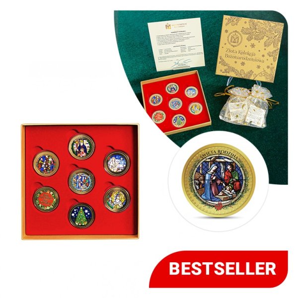 Złota Kolekcja Bożonarodzeniowa – 7 numizmatów pokrytych złotem